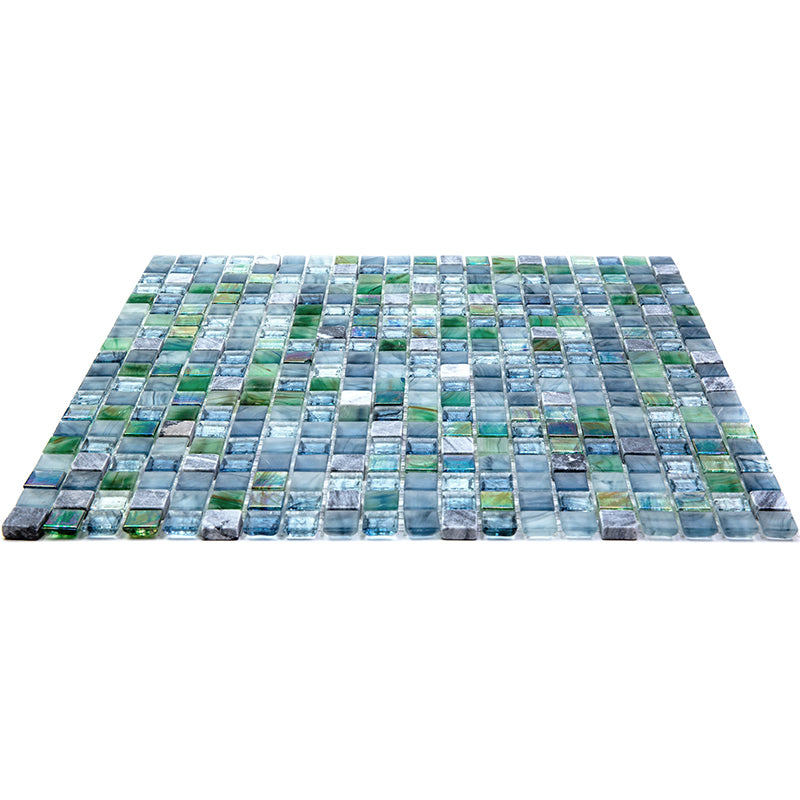 20-pack Mingles 11.6 in. x 11.6 in. Glossy Stone Blue and Gray Glass Mosaic Wall and Floor Tile (18.69 sq ft/case)