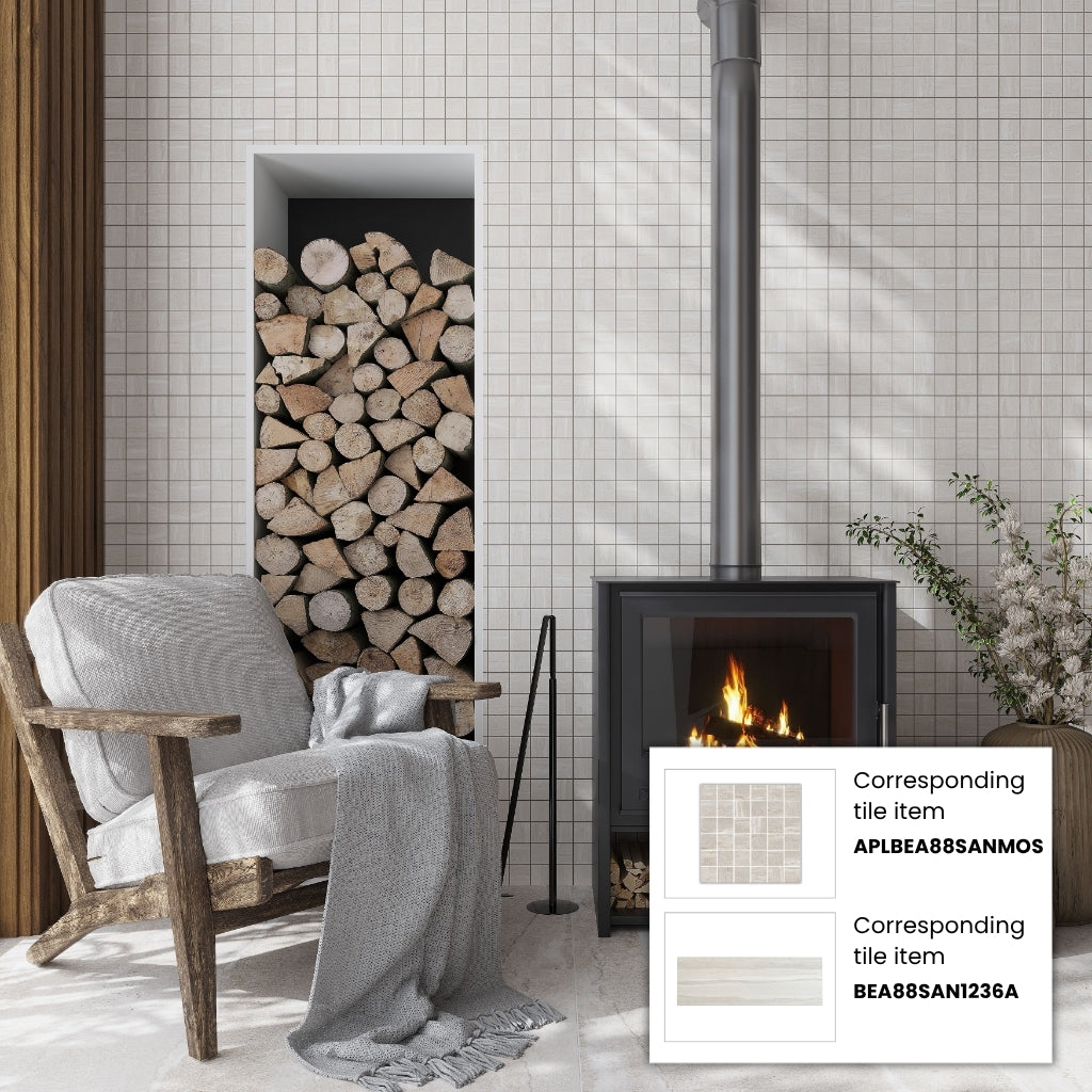 Warm Beige 12x12 Matte Square Stone-look Porcelain Mosaic Tile (11 pack, 10.66 sq ft/case)