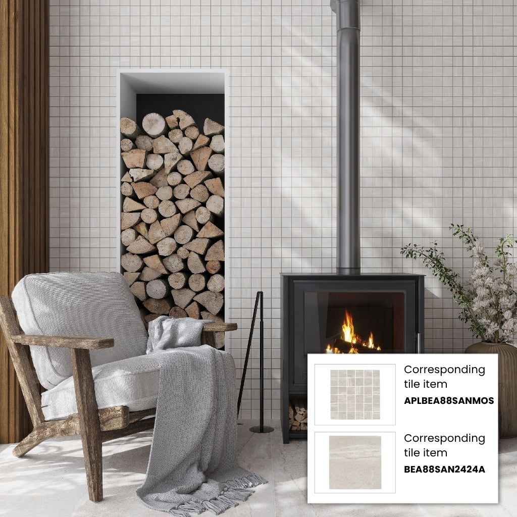 Warm Beige 12x12 Matte Square Stone-look Porcelain Mosaic Tile (11 pack, 10.66 sq ft/case)