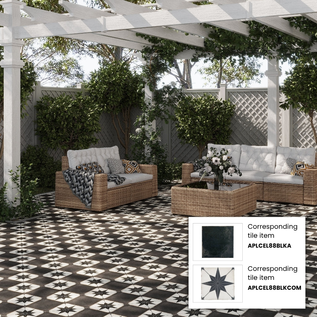 Black 8x8 Matte Square Porcelain Tile (15 pack, 6.46 sq ft/case)