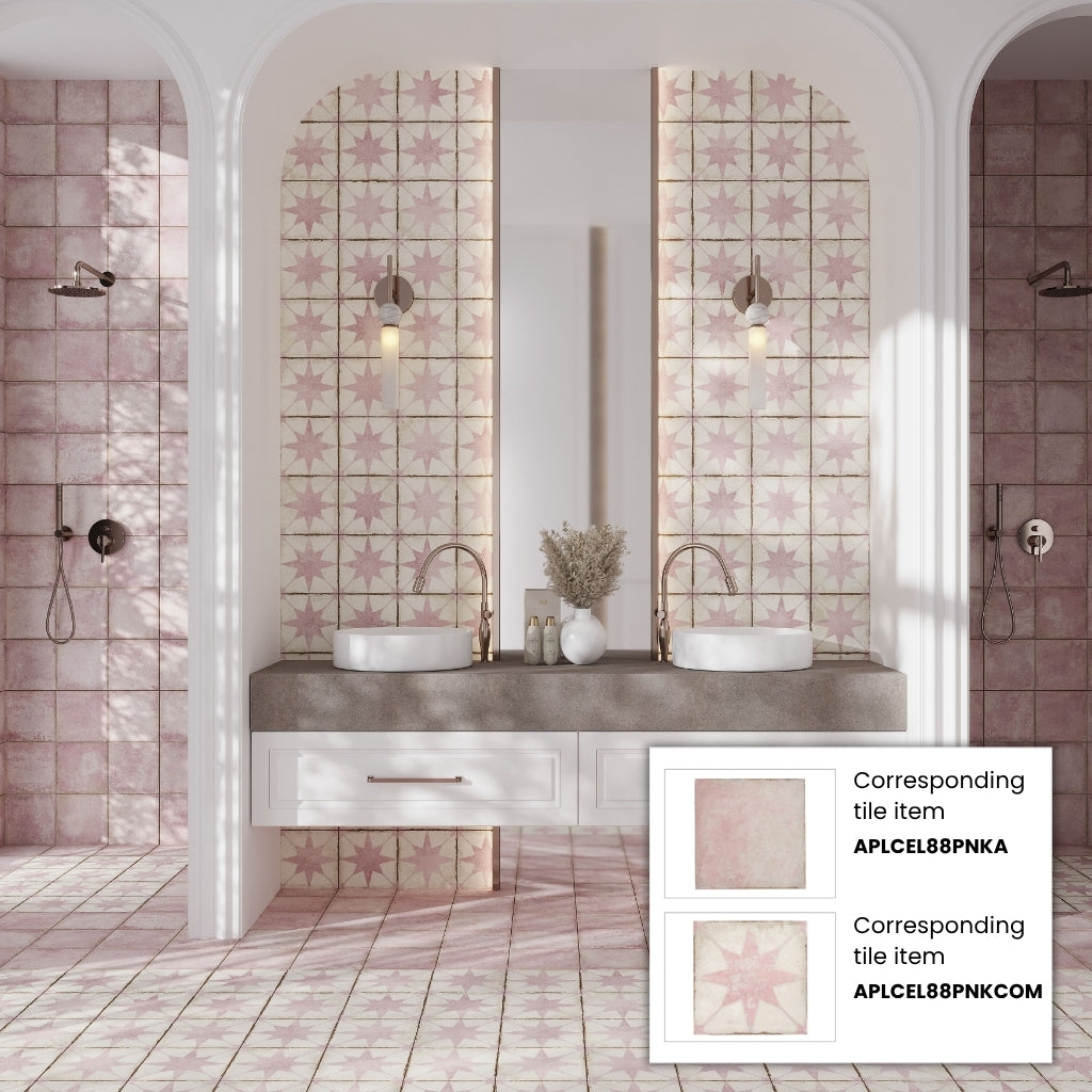 Dusty Pink 8x8 Matte Square Porcelain Tile (15 pack, 6.46 sq ft/case)