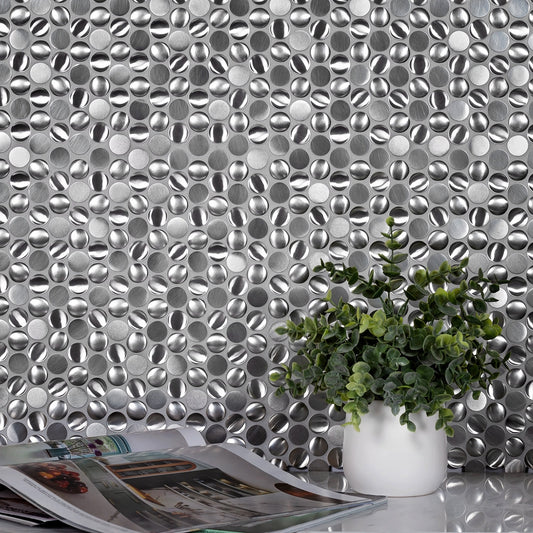 Anchor Gray 12x12 Polished Penny Round Metal Mosaic Tile (5 pack, 4.75 sq ft/case) - Sample
