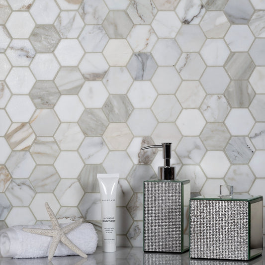 Sample-5-Pack Gray 12-in x 12-in Honed Natural Stone Honeycomb Marble Look Floor and Wall Tile