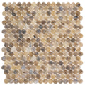 Beige 12x12 Glossy Penny Round Glass Mosaic Tile (10 pack, 10.34 sq ft/case) - Sample