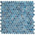 Blue 12x12 Glossy Penny Round Glass Mosaic Tile (10 pack, 10.34 sq ft/case) - Sample