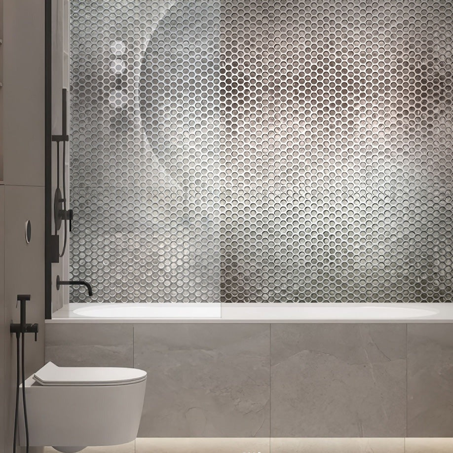 Silver 12x12 Penny Round Glossy Glass Mosaic Tile (10 pack, 10.34 sq ft/case) - Sample
