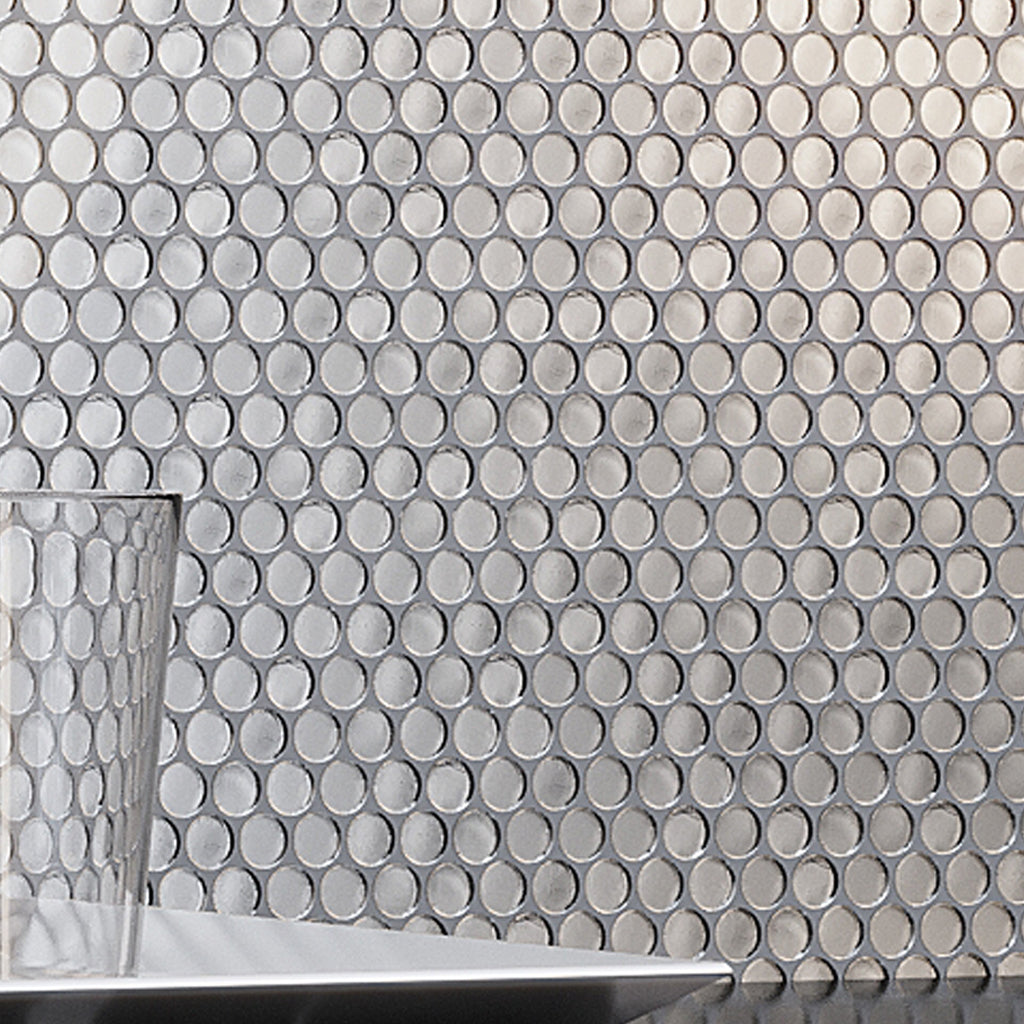 Silver 12x12 Penny Round Glossy Glass Mosaic Tile (7 Cases, 72.38 sqft/Pallet)