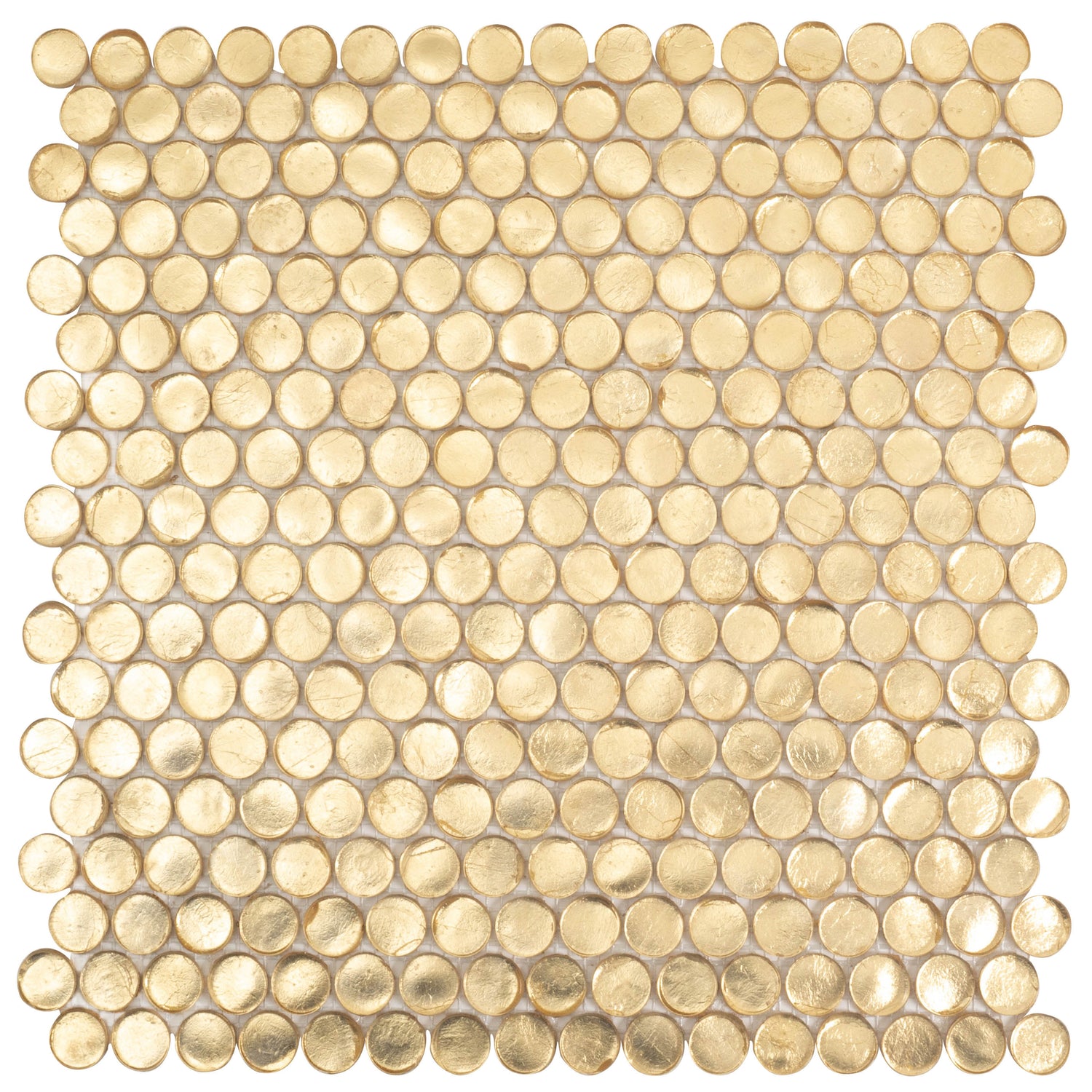 Gold 12x12 Glossy Penny Round Glass Mosaic Tile  (7 Cases, 72.38 sqft/Pallet)
