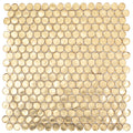 Gold 12x12 Glossy Penny Round Glass Mosaic Tile (10 pack, 10.34 sq ft/case) - Sample