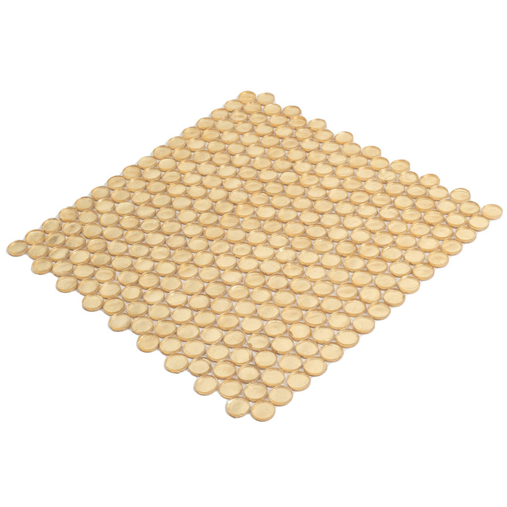 Gold 12x12 Glossy Penny Round Glass Mosaic Tile (10 pack, 10.34 sq ft/case) - Sample