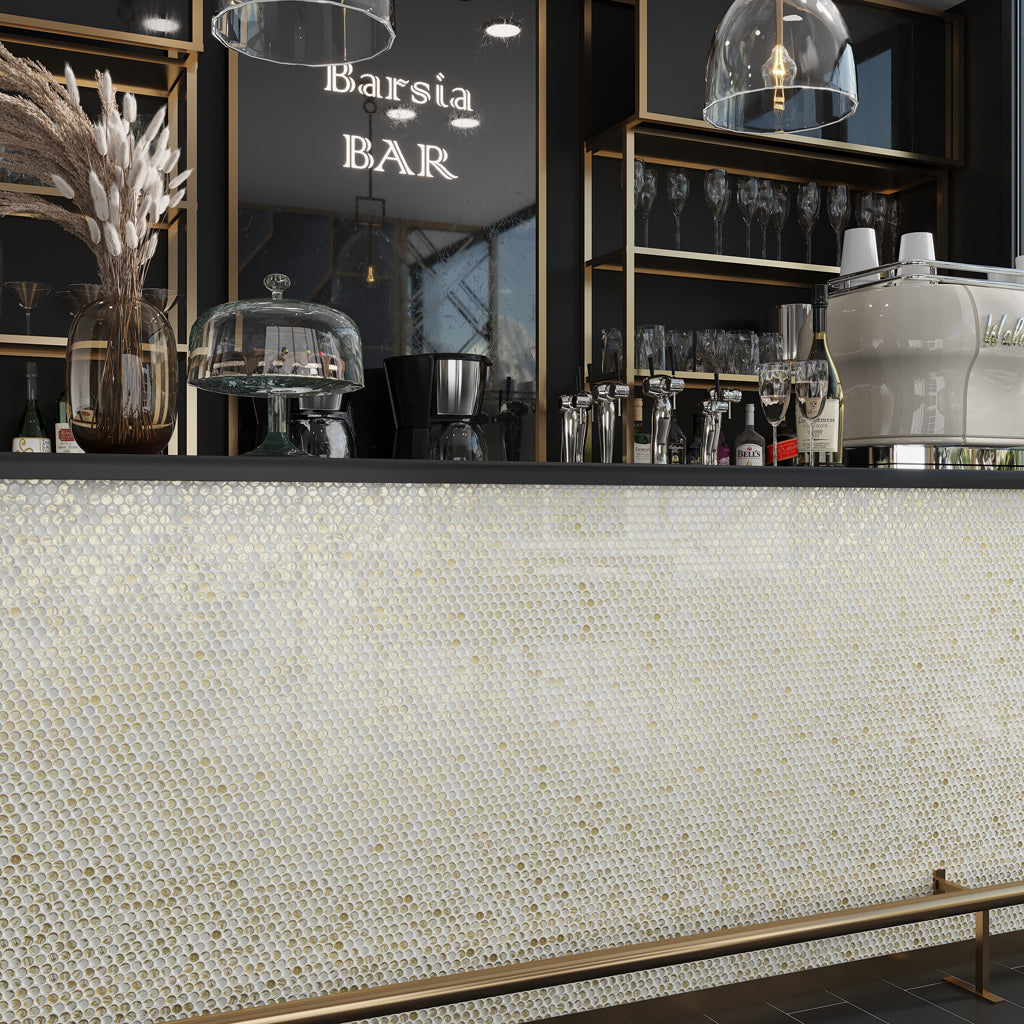 White and Gold Glass Tile