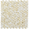 White Gold 12x12 Glossy Penny Round Glass Mosaic Tile (10 pack, 10.34 sq ft/case) - Sample