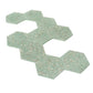 mint green terrazzo hexagon tiles with copper flecks glossy shell finish 9x8 inches