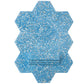Glossy Yosemite blue terrazzo hexagon tile with copper flecks and shell 9x8 inches