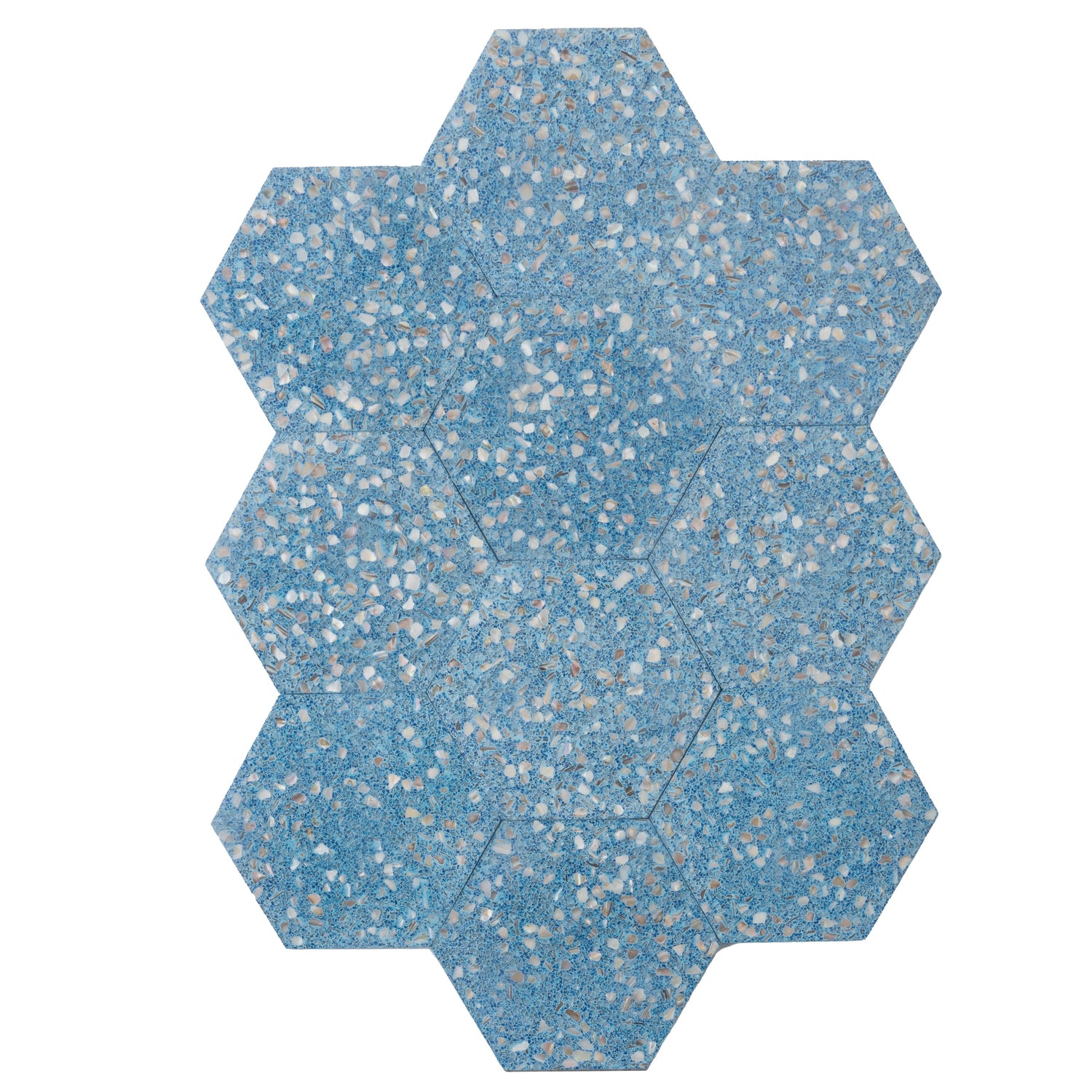 Sample - Yosemite Blue with Copper flecks 9x8 Glossy Shell, Terrazzo Hexagon Tile (1.8 sq ft/case, 5-Pack)