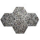 Glossy black terrazzo hexagon tile with amber pearl flecks 9x8 inches 5-pack 1.8 sq ft case