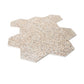 Glossy ivory white terrazzo hexagon tiles with copper flecks, 9x8 inches, 5-pack