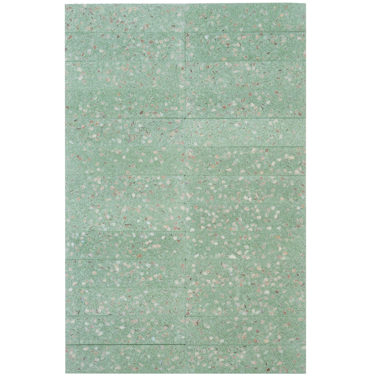 Sample - Mint Green with Copper flecks 3x12 Glossy Shell, Terrazzo Elongated Subway Tile (5 sq ft/case, 20-Pack)