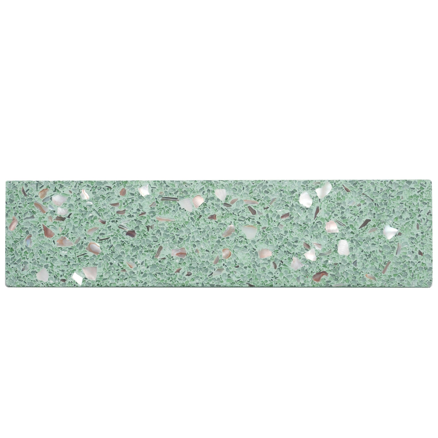Sample - Mint Green with Copper flecks 3x12 Glossy Shell, Terrazzo Elongated Subway Tile (5 sq ft/case, 20-Pack)