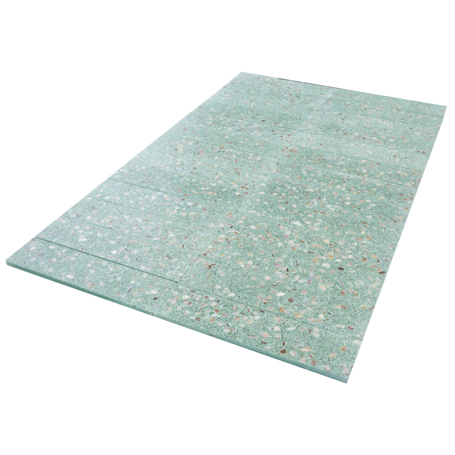 Sample - Mint Green with Copper flecks 3x12 Glossy Shell, Terrazzo Elongated Subway Tile (5 sq ft/case, 20-Pack)
