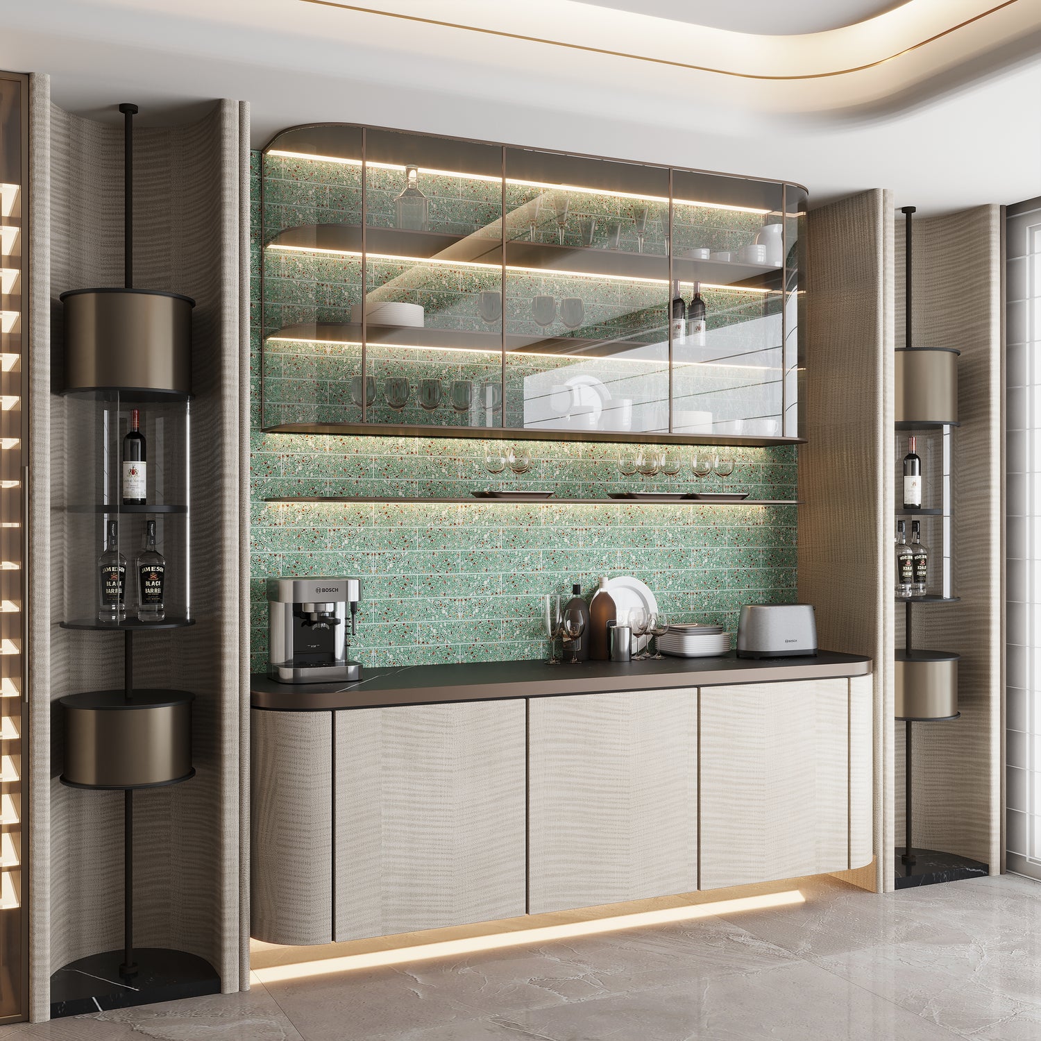 Sample - Mint Green with Copper flecks 3x12 Glossy Shell, Terrazzo Elongated Subway Tile (5 sq ft/case, 20-Pack)
