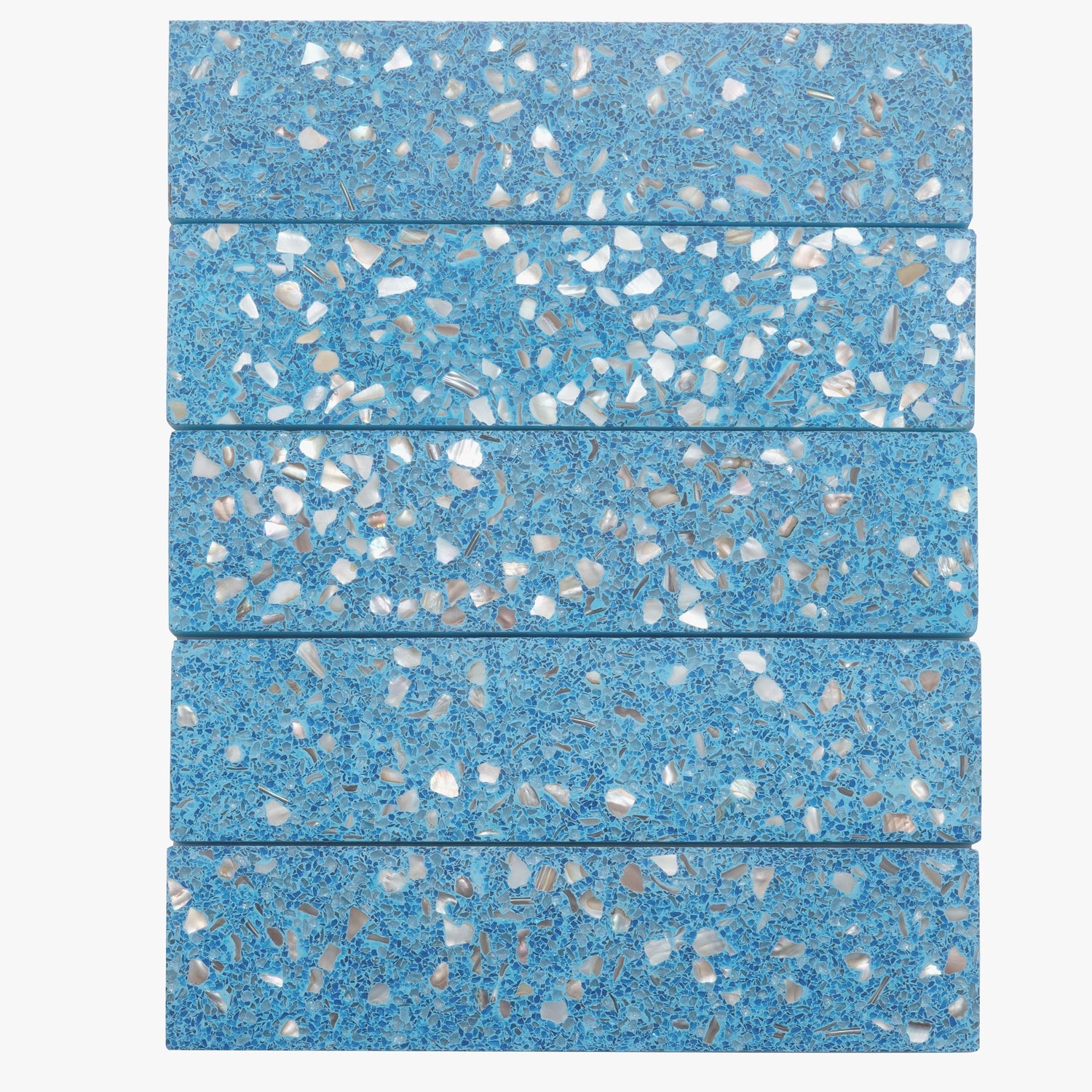 Sample - Yosemite Blue with Copper flecks 3x12 Glossy Shell, Terrazzo Elongated Subway Tile (5 sq ft/case, 20-Pack)