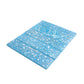 Glossy yosemite blue terrazzo subway tiles with copper flecks in 3x12 elongated shell shape