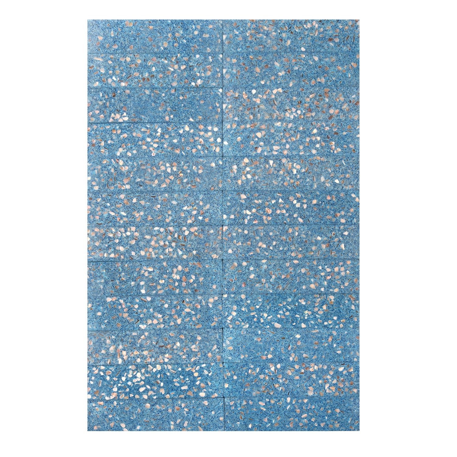 Sample - Yosemite Blue with Copper flecks 3x12 Glossy Shell, Terrazzo Elongated Subway Tile (5 sq ft/case, 20-Pack)