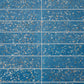 Glossy Yosemite blue terrazzo elongated subway tile with shell and copper flecks 3x12 size