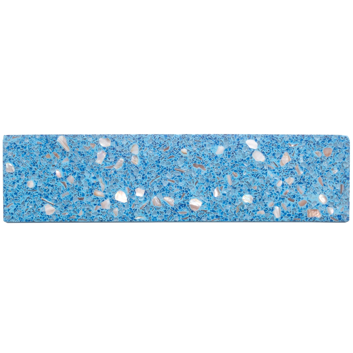Sample - Yosemite Blue with Copper flecks 3x12 Glossy Shell, Terrazzo Elongated Subway Tile (5 sq ft/case, 20-Pack)