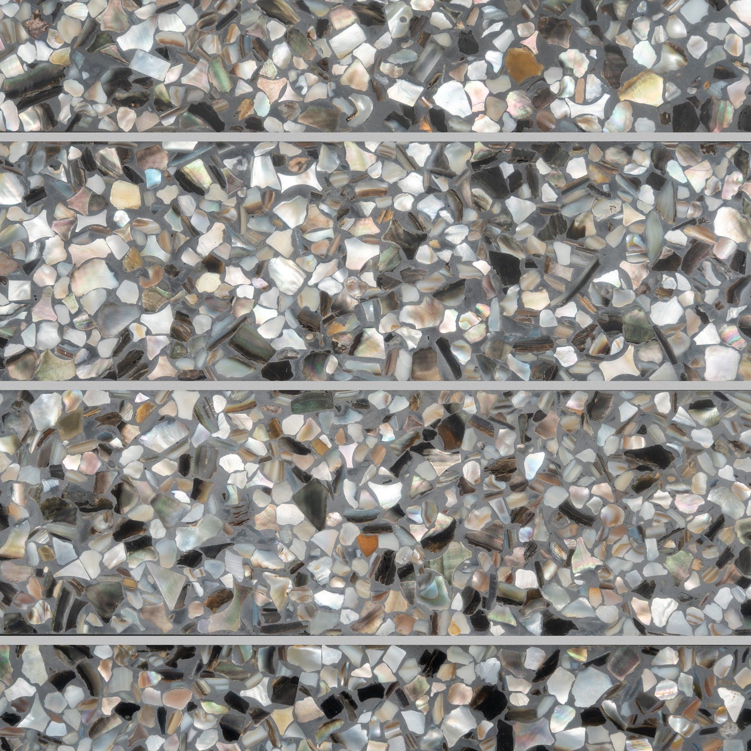 Sample - Black with Amber Pearl flecks 3x12 Glossy Shell, Terrazzo Elongated Subway Tile (5 sq ft/case, 20-Pack)