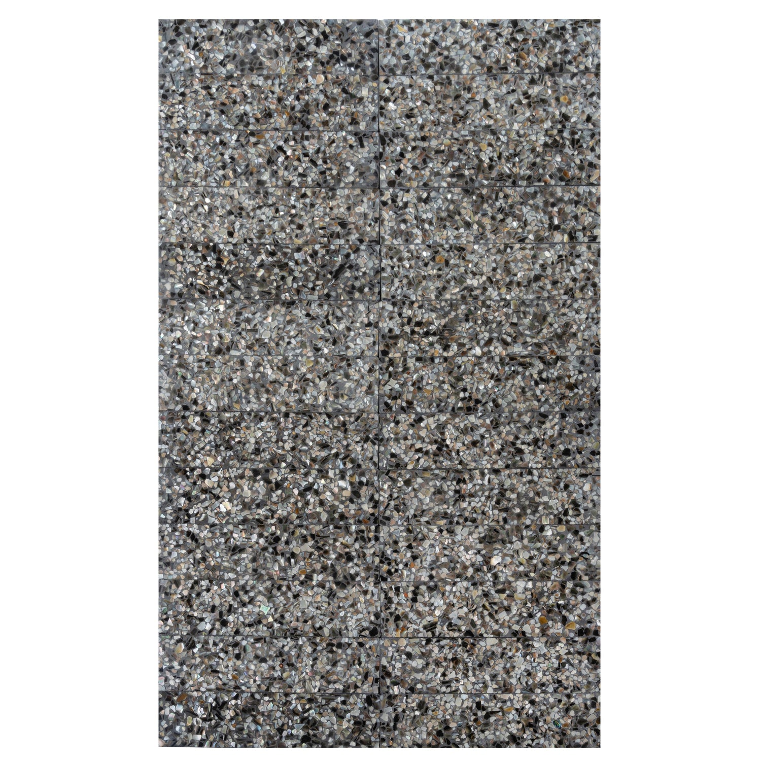 Sample - Black with Amber Pearl flecks 3x12 Glossy Shell, Terrazzo Elongated Subway Tile (5 sq ft/case, 20-Pack)