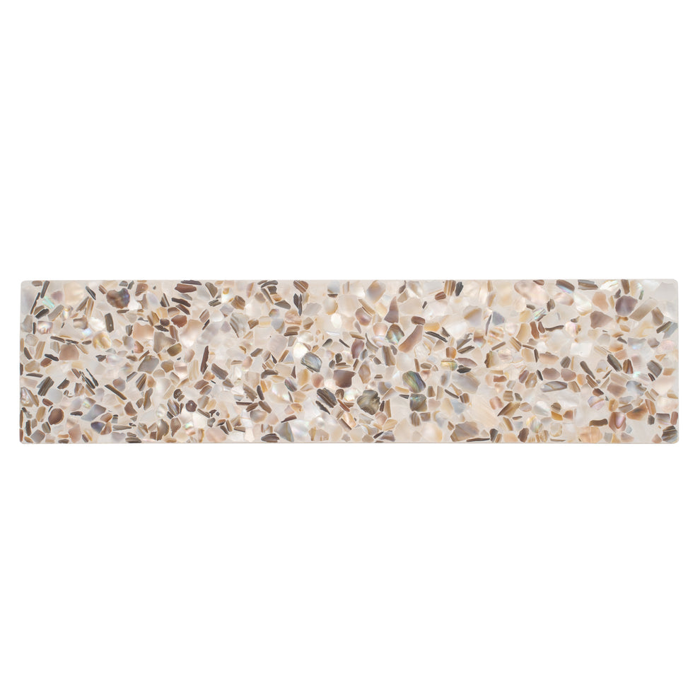 Ivory White with Copper flecks 3x12 Glossy Shell, Terrazzo Elongated ...