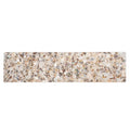 Glossy ivory white 3x12 terrazzo subway tile with copper flecks and shell pieces