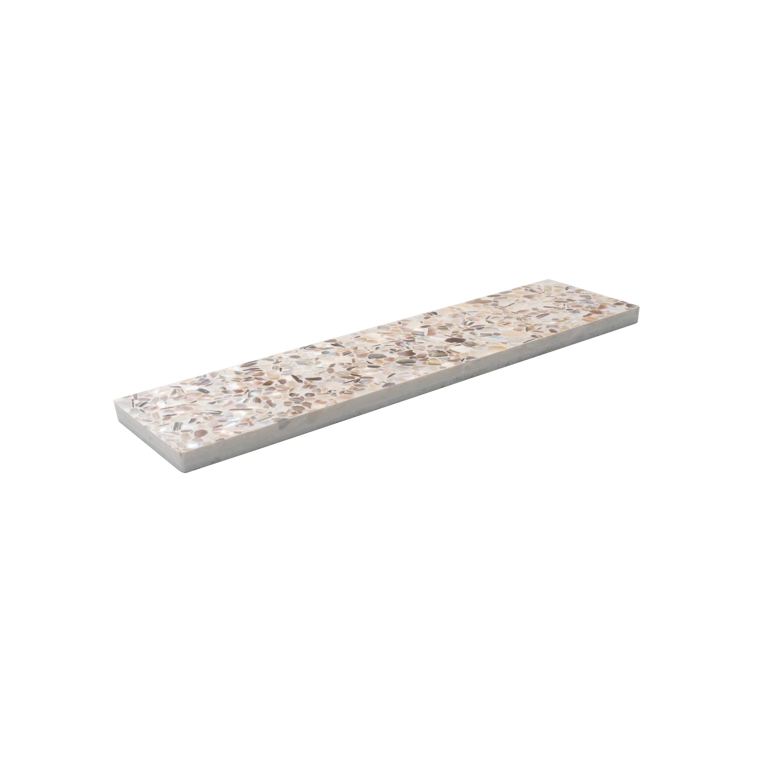 Sample - Ivory White with Copper flecks 3x12 Glossy Shell, Terrazzo Elongated Subway Tile (5 sq ft/case, 20-Pack)