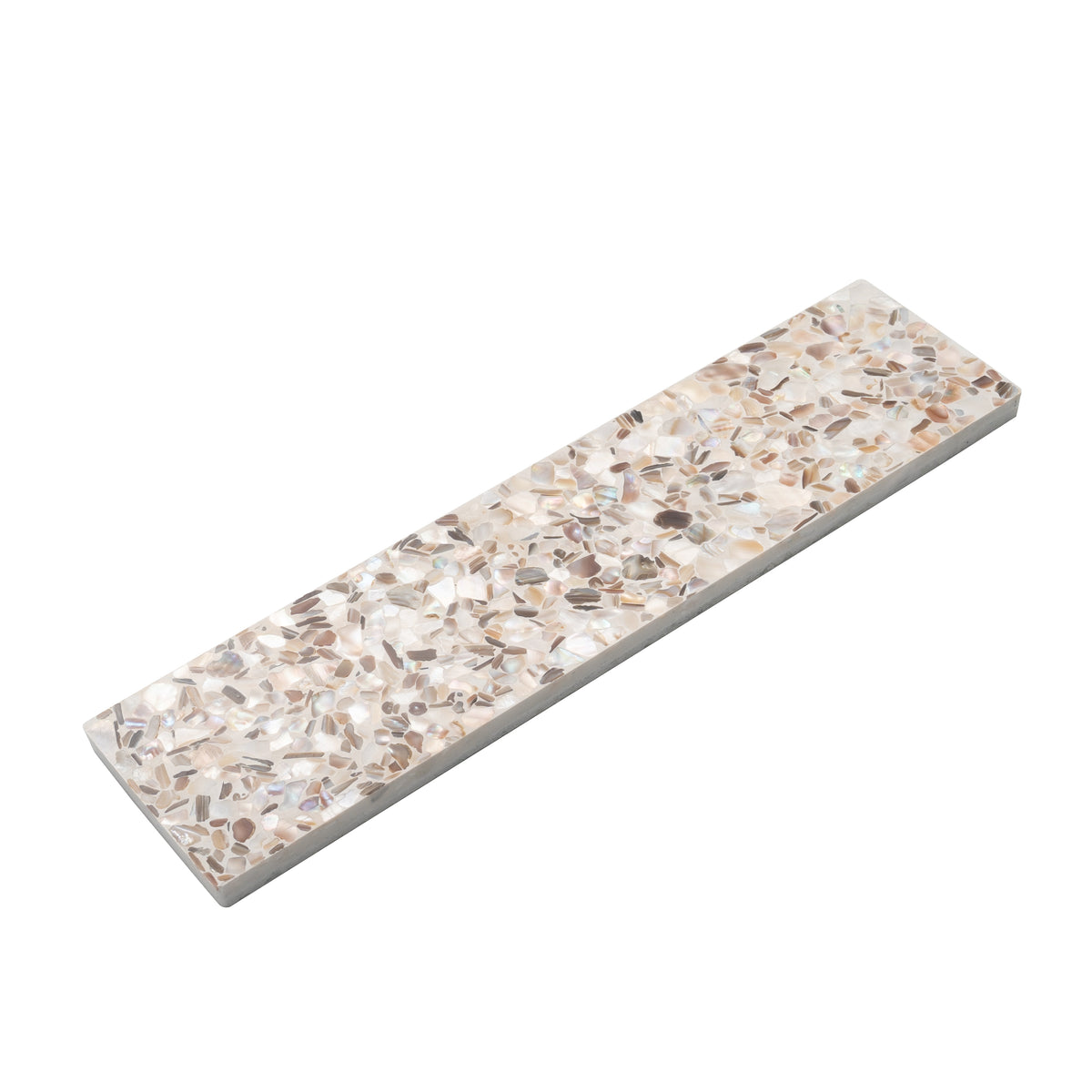 Ivory White with Copper flecks 3x12 Glossy Shell, Terrazzo Elongated ...