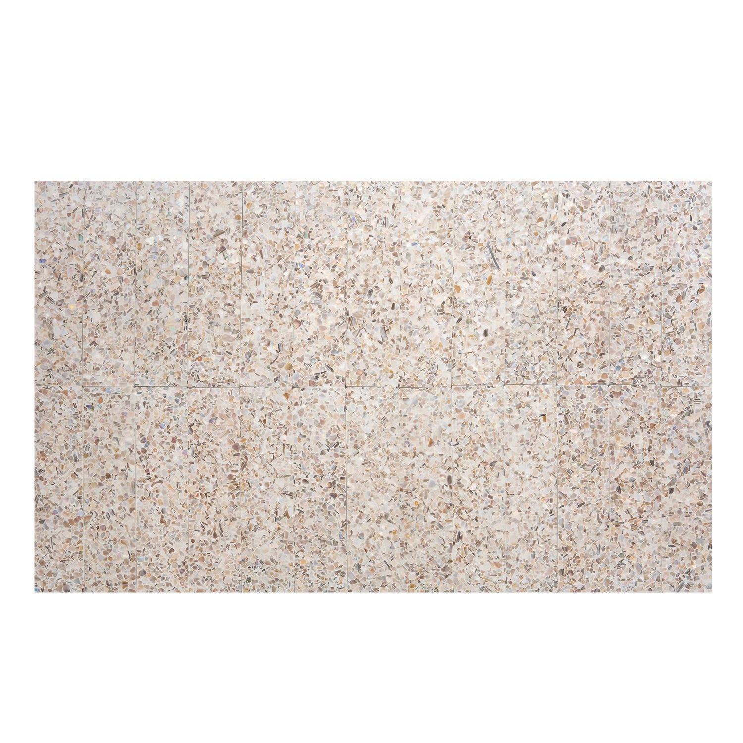 Sample - Ivory White with Copper flecks 3x12 Glossy Shell, Terrazzo Elongated Subway Tile (5 sq ft/case, 20-Pack)