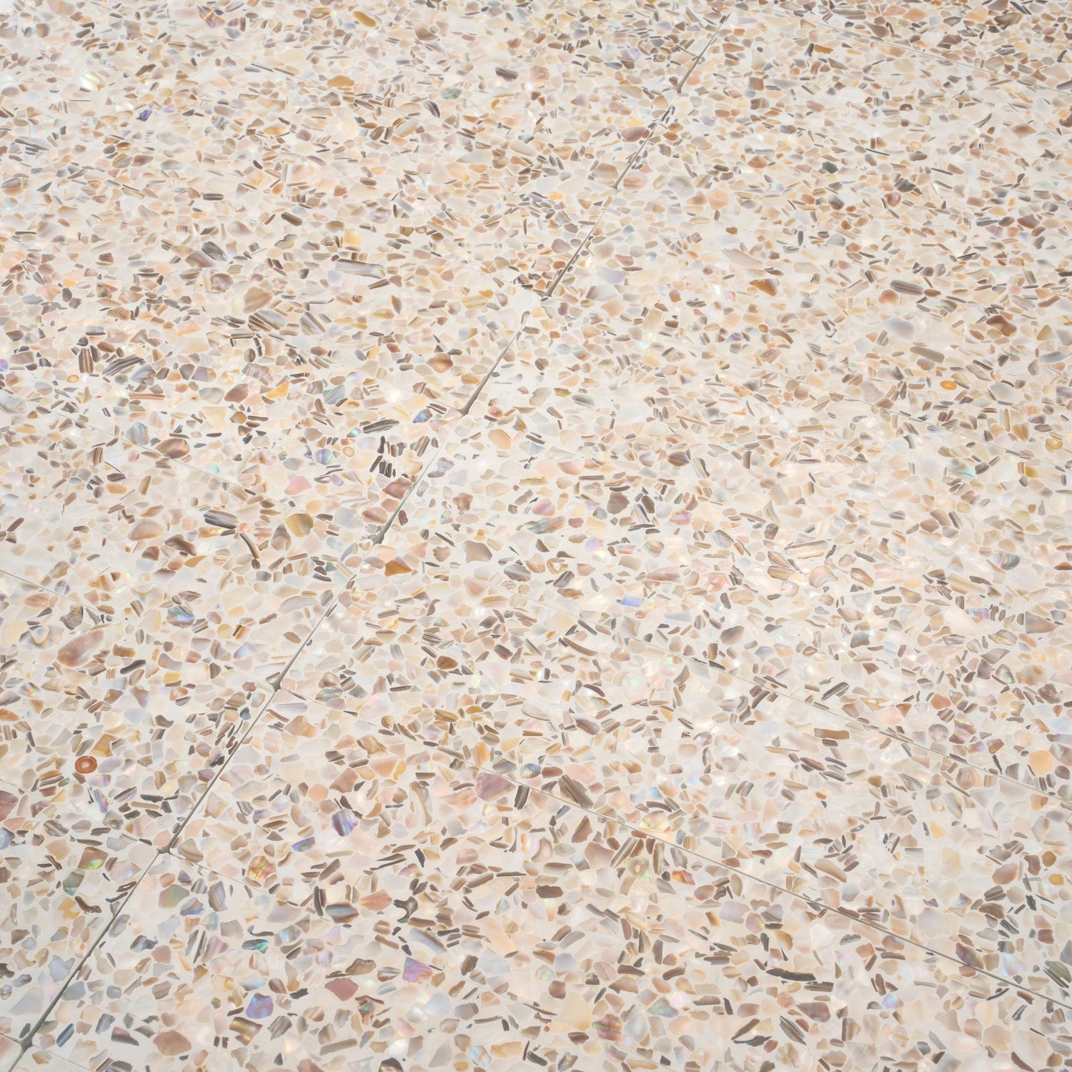 Sample - Ivory White with Copper flecks 3x12 Glossy Shell, Terrazzo Elongated Subway Tile (5 sq ft/case, 20-Pack)