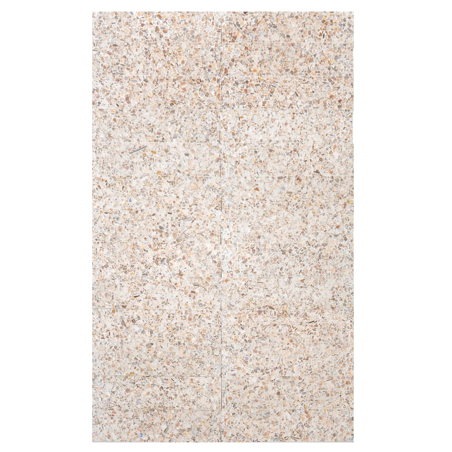 Sample - Ivory White with Copper flecks 3x12 Glossy Shell, Terrazzo Elongated Subway Tile (5 sq ft/case, 20-Pack)