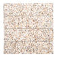 Glossy ivory white terrazzo elongated subway tile with copper flecks in 3x12 size