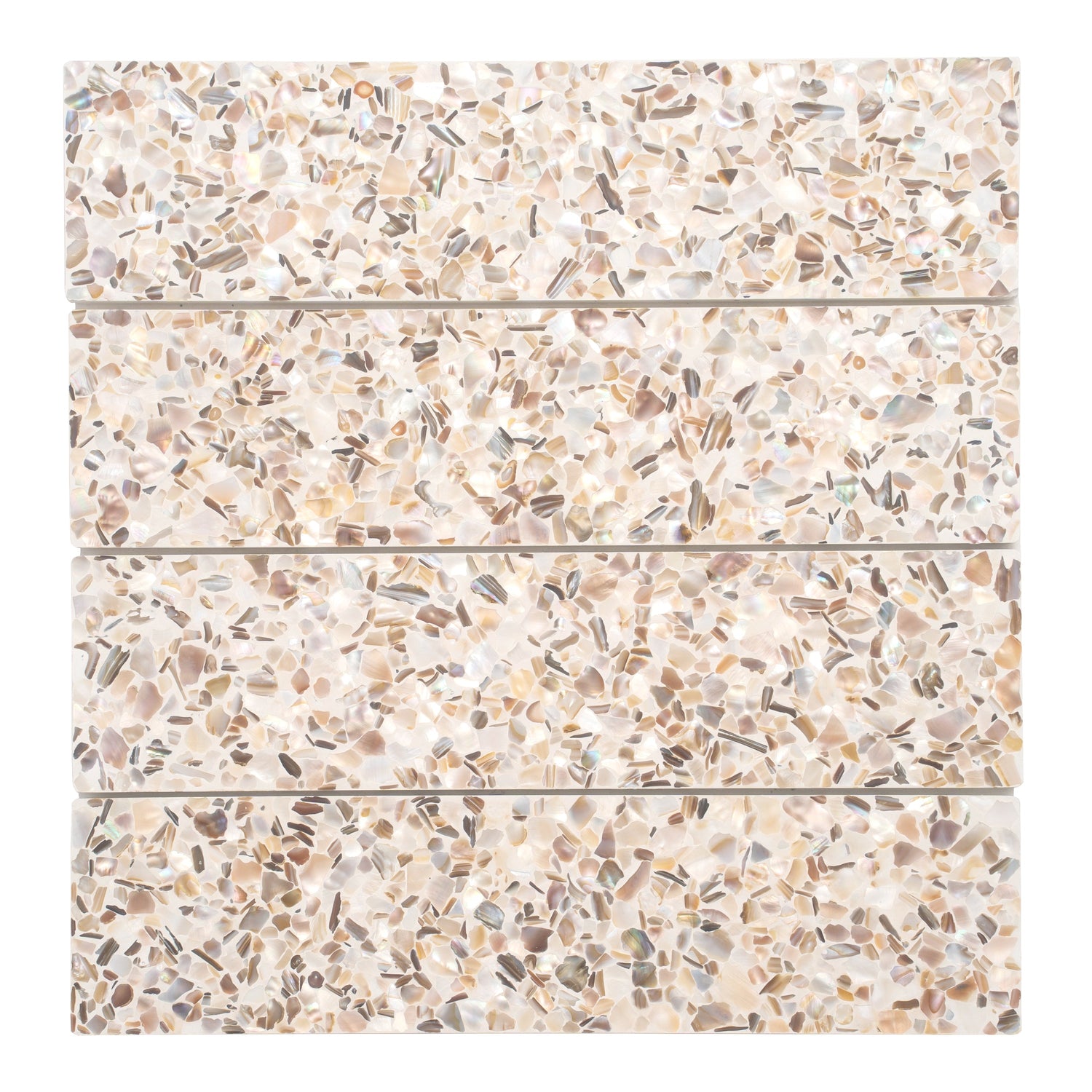 Sample - Ivory White with Copper flecks 3x12 Glossy Shell, Terrazzo Elongated Subway Tile (5 sq ft/case, 20-Pack)