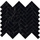 Black Marquina 11x12 Polished Herringbone Porcelain Mosaic Tile (5 pack, 4.76 sq ft/case) - Sample
