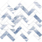 White with Blue-Gray 11x12 Polished Herringbone Porcelain Mosaic Tile (5 pack, 4.76 sq ft/case) - Sample