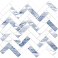 White with Blue-Gray 11x12 Polished Herringbone Porcelain Mosaic Tile (5 pack, 4.76 sq ft/case) - Sample