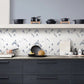 White with Blue-Gray 11x12 Polished Herringbone Porcelain Mosaic Tile (5 pack, 4.76 sq ft/case) - Sample