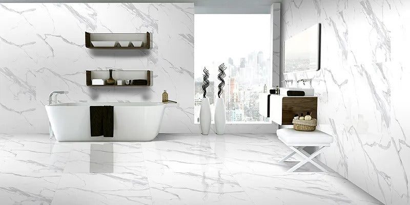 Statuary White 24x48 Polished Porcelain Large Format Tile (2 pack, 15.5 sq ft/case) - Sample