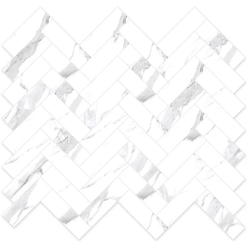Statuary White 11x12 Polished Herringbone Porcelain Mosaic Tile (5 pack, 4.76 sq ft/case) - Sample