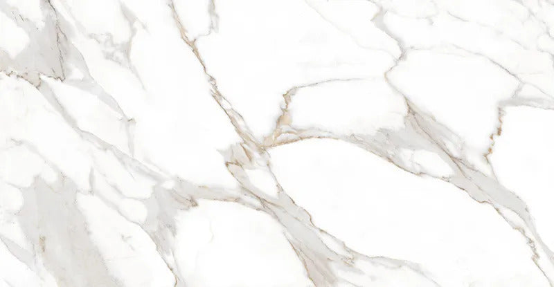 White with Gray-Gold 24x48 Polished Porcelain Large Format Tile (2 pack, 15.5 sq ft/case)