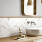 White with Gray-Gold 11x12 Polished Herringbone Porcelain Mosaic Tile (5 pack, 4.76 sq ft/case) - Sample