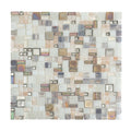 Sample - White Beige 12x12 Glossy Square Glass Mosaic Tile (10 pack, 10.85 sq ft/case)